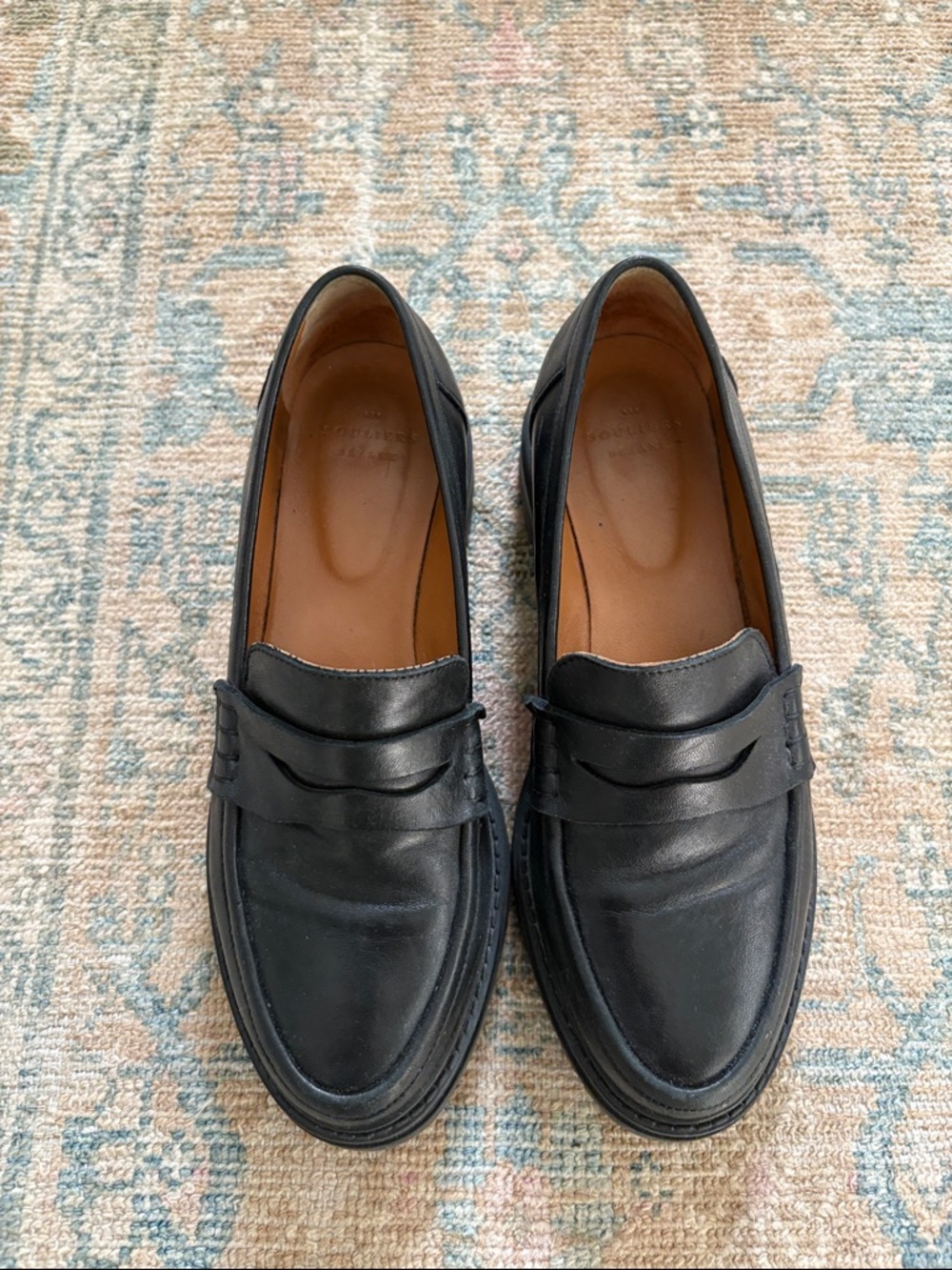 Sezane black leather loafers size 38
